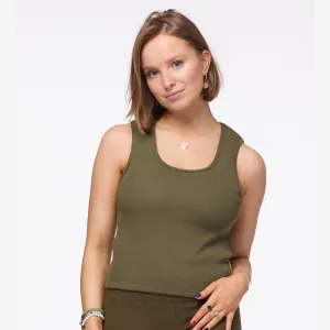 Melbourne Rib Top Tank | Khaki