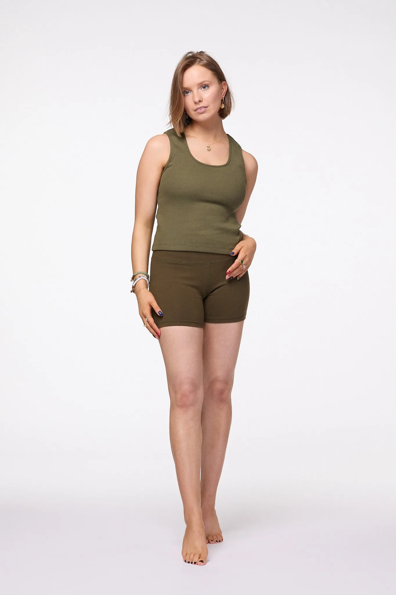 Melbourne Rib Top Tank | Khaki