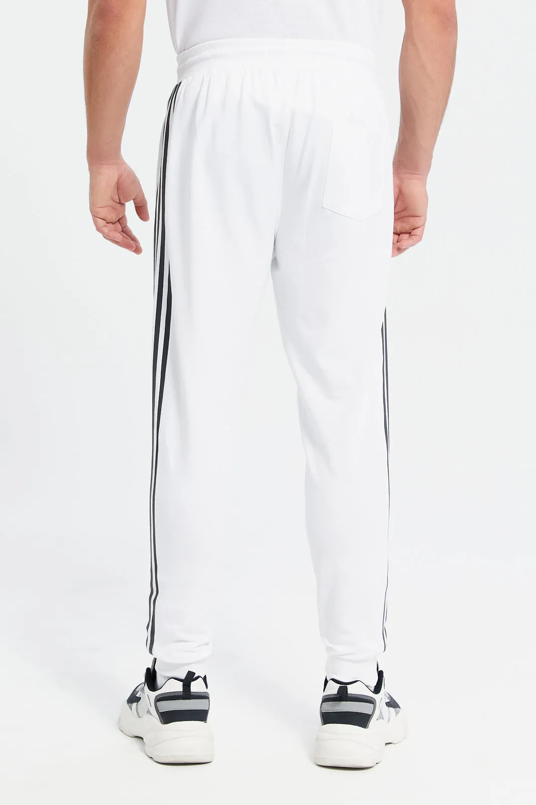 Men White Pique Active Pants