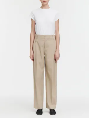 Mid Rise Single Pleat Front Trouser in Sand