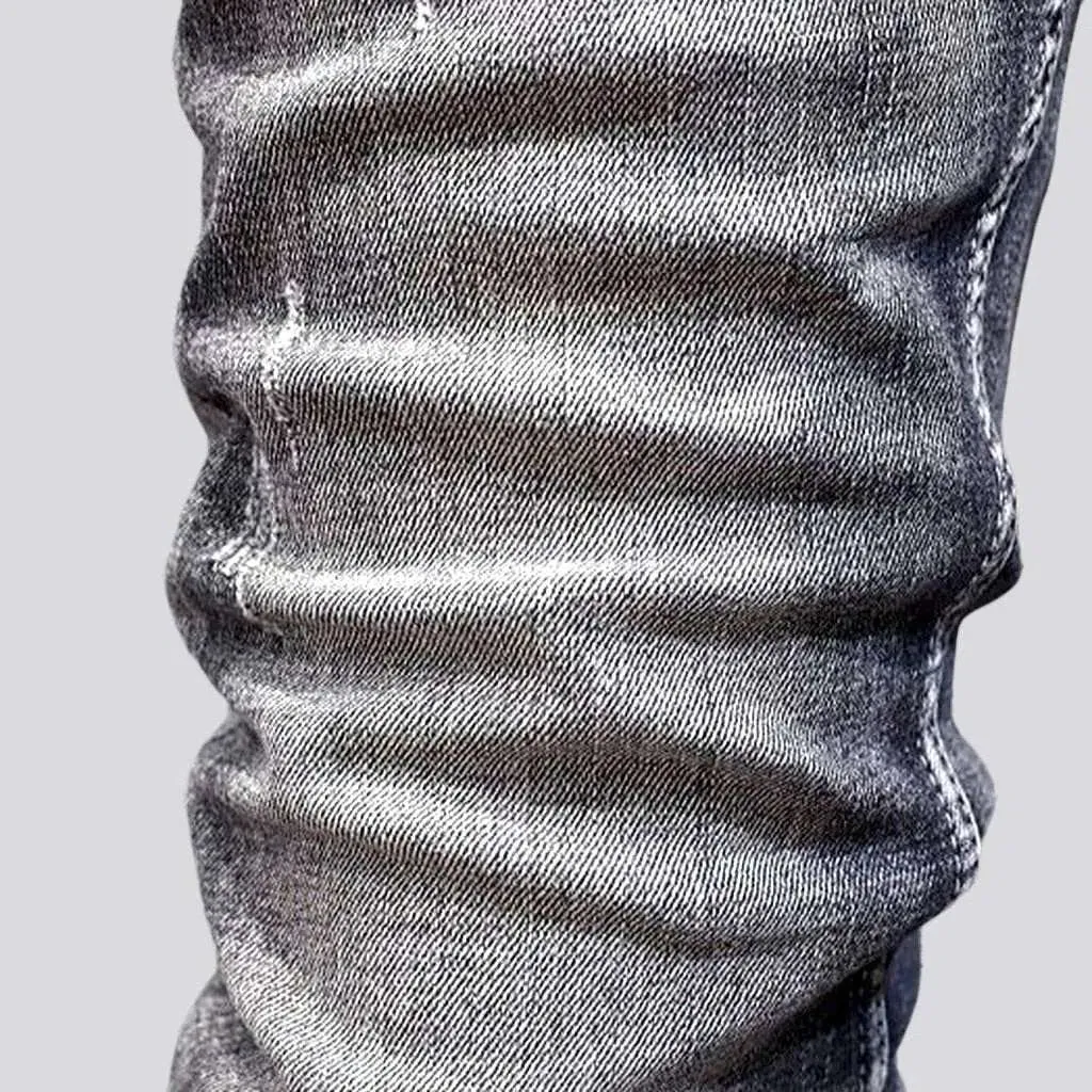 Mid-waist men's grey jeans