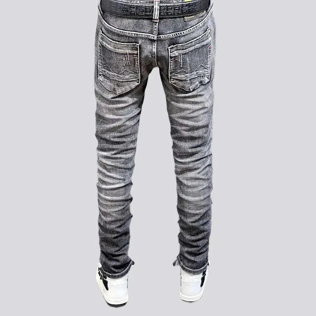 Mid-waist men's grey jeans