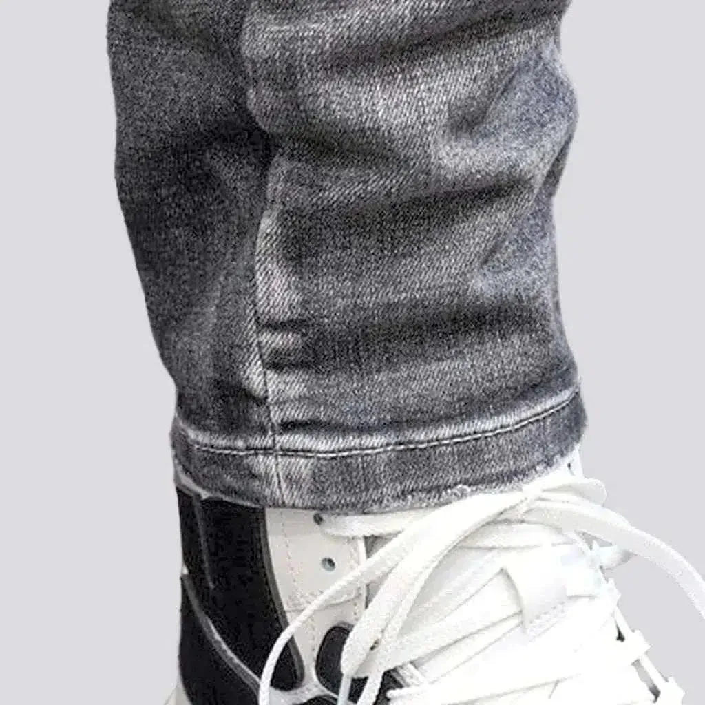 Mid-waist men's grey jeans