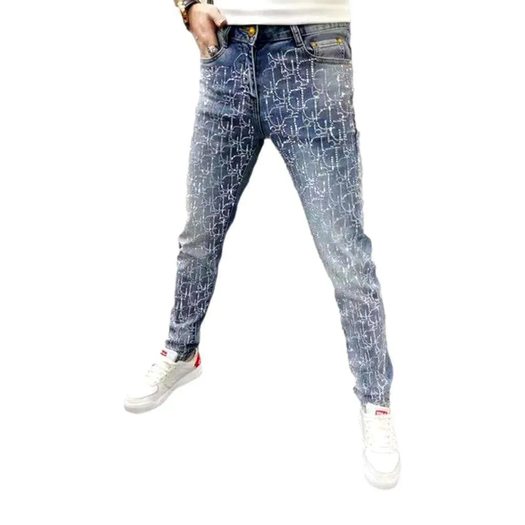 Mid-waist men's slim jeans