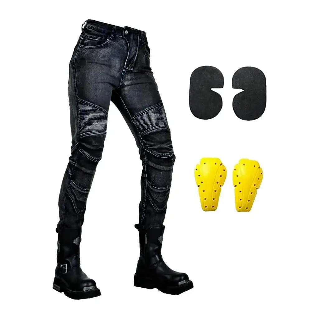 Mid-waist slim motorcycle jeans