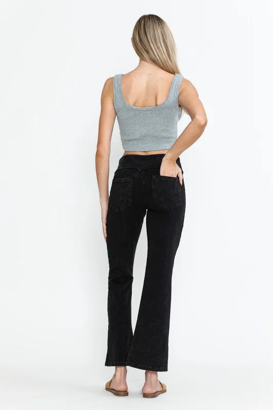 Mineral Washed Capri Stretch Pants