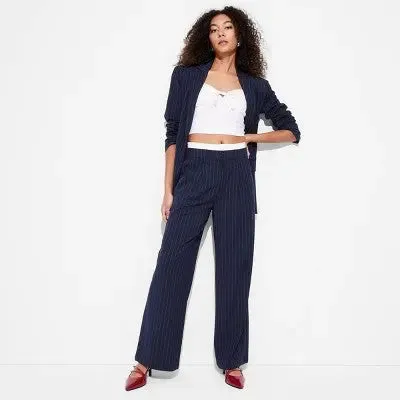 New - Women's High-Rise Wide Leg Boxer Trousers - Wild Fable