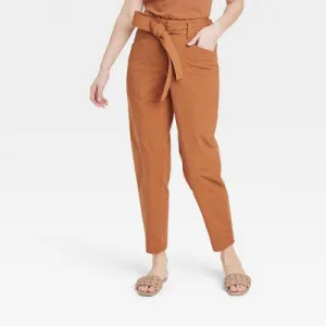 Open Box - A New Day Women's Tapered Casual High Rise Ankle Length Tie-Front Pants