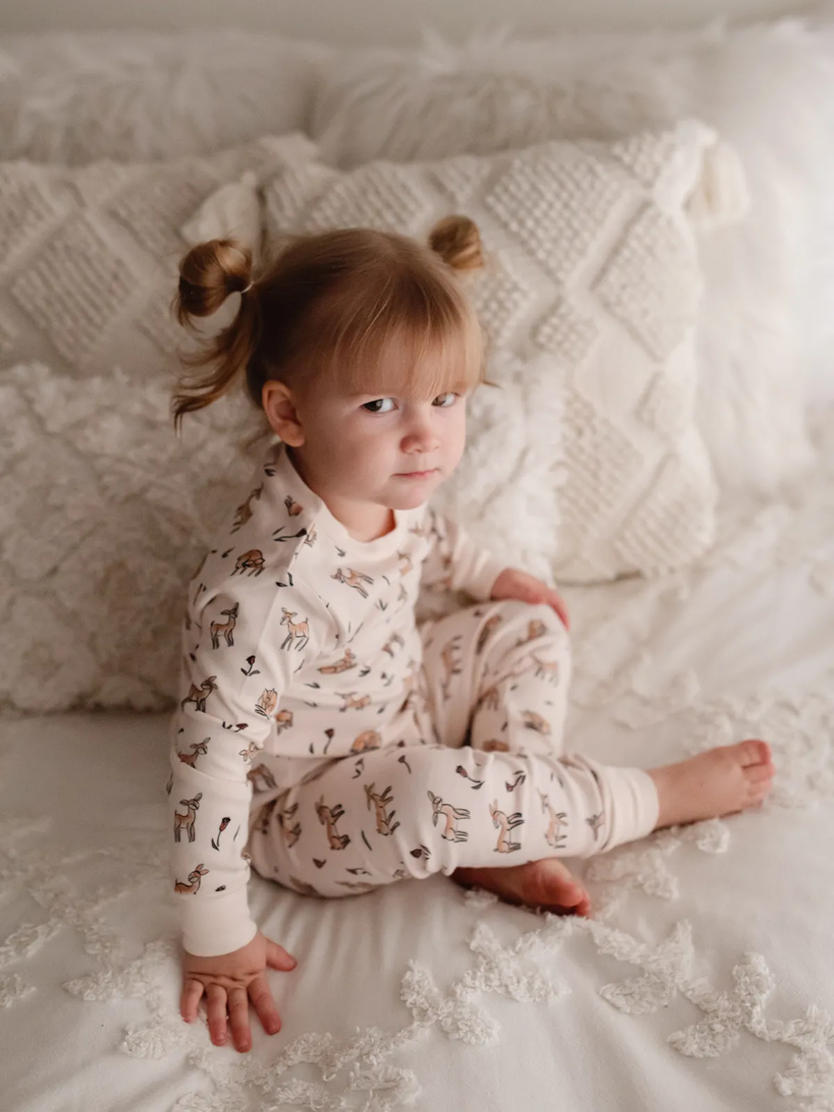 Organic Kids Long Sleeve PJ Set, Doe-a-Deer