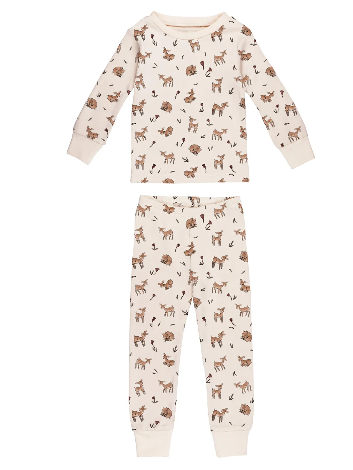 Organic Kids Long Sleeve PJ Set, Doe-a-Deer