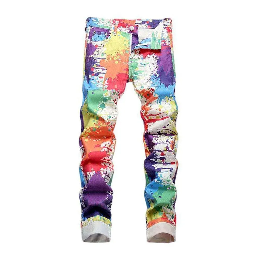 Paint splatter print men's jeans