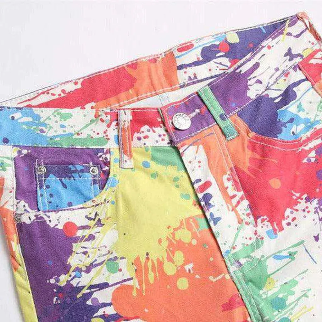 Paint splatter print men's jeans