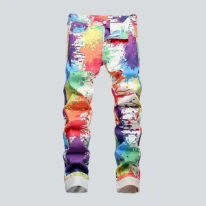 Paint splatter print men's jeans