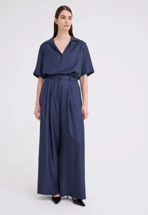 Poirot Silk Twill Pant in Sly Blue