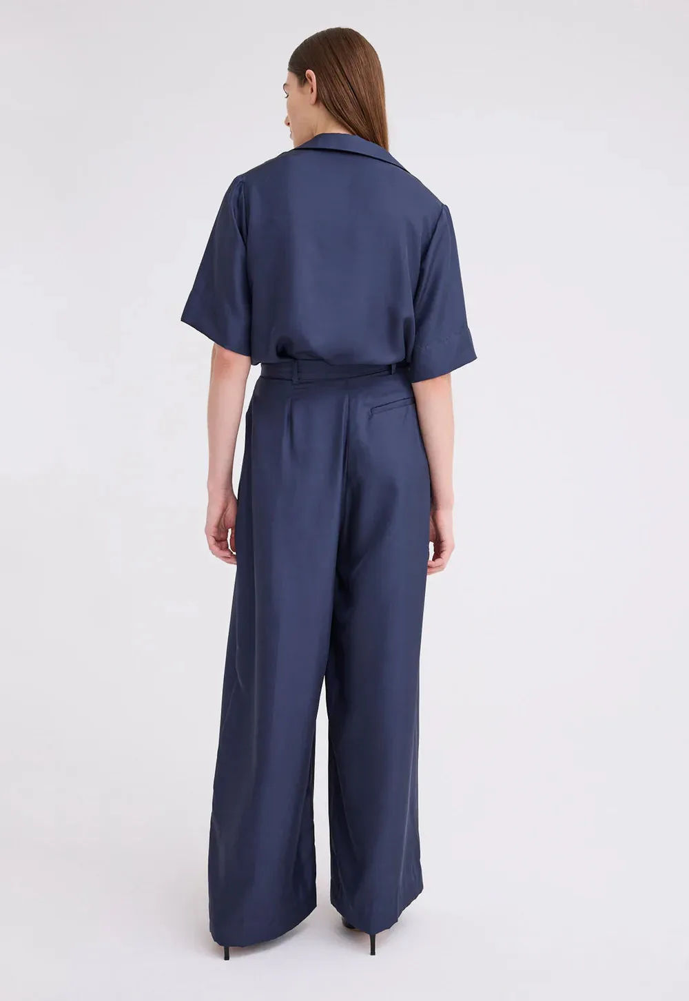 Poirot Silk Twill Pant in Sly Blue