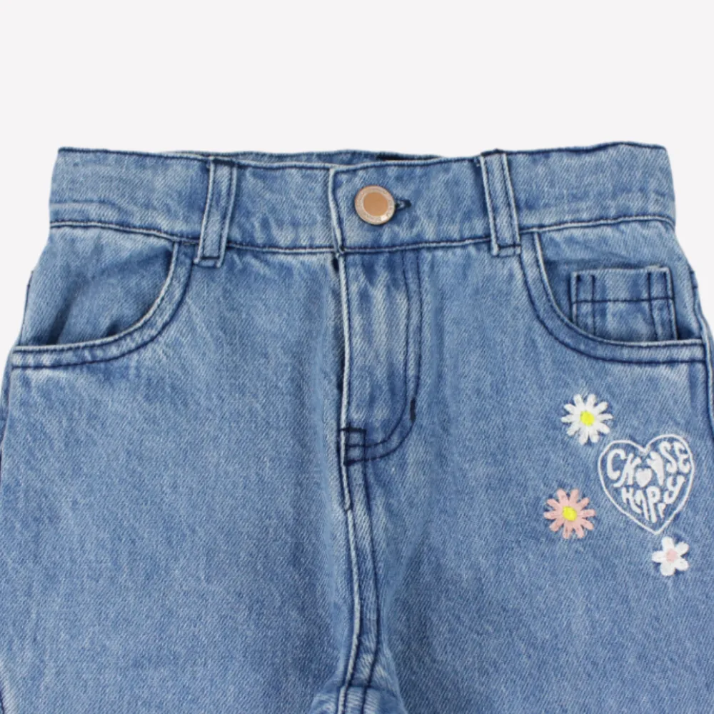 "Choose Happy" Wide-Leg Jeans