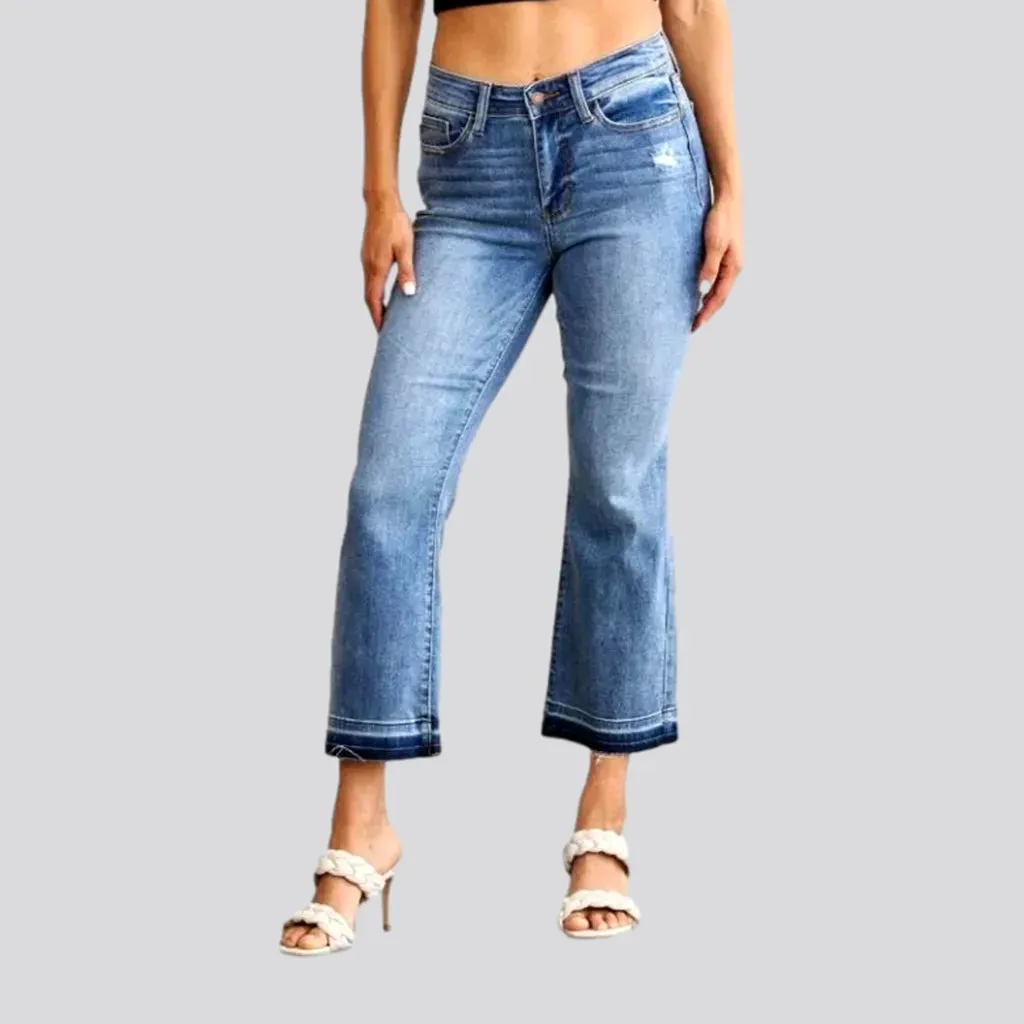 Raw-hem street jeans
 for ladies