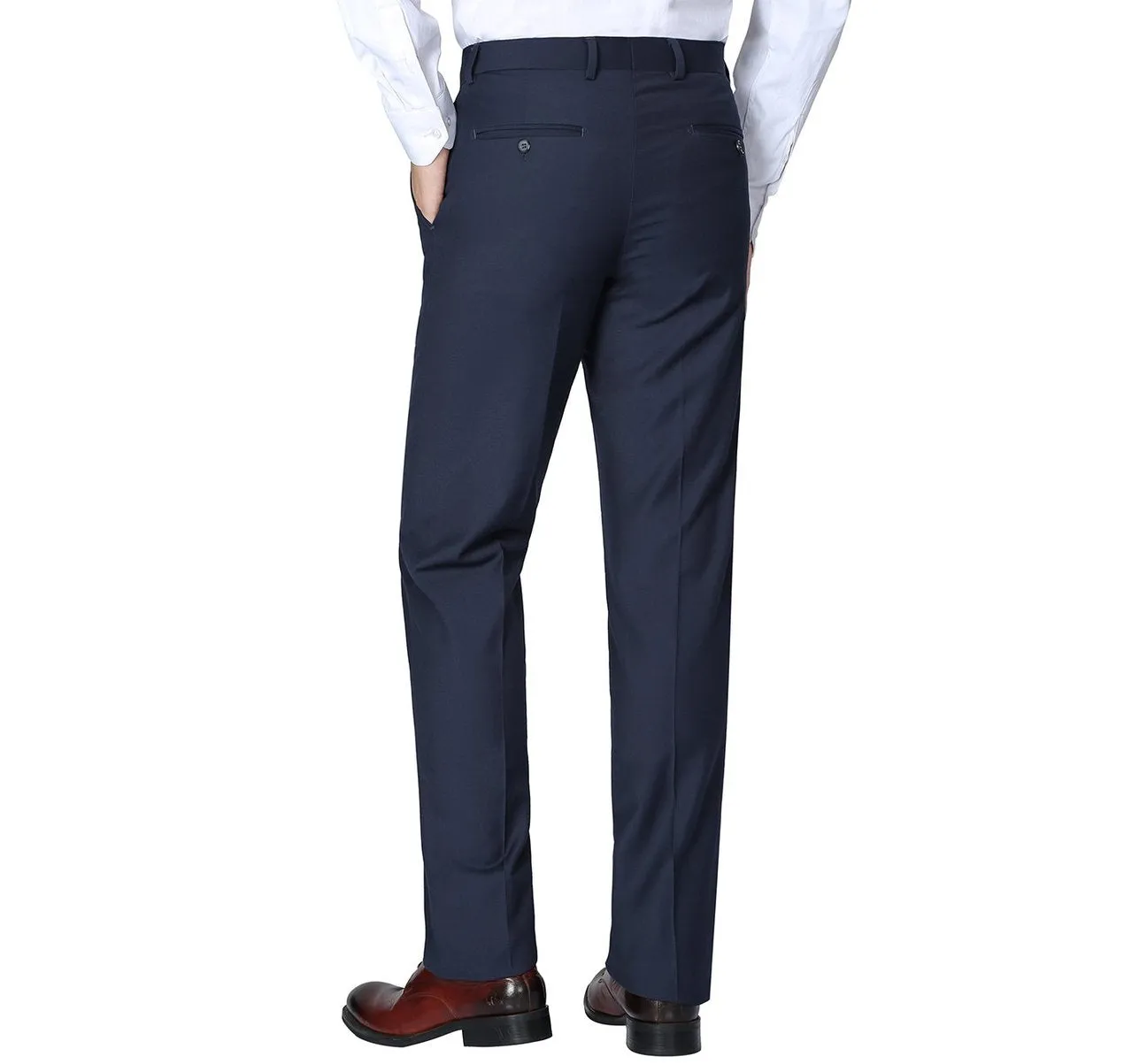 RENOIR Blue Slim Fit Flat Front Wool Suit Pant 508-19