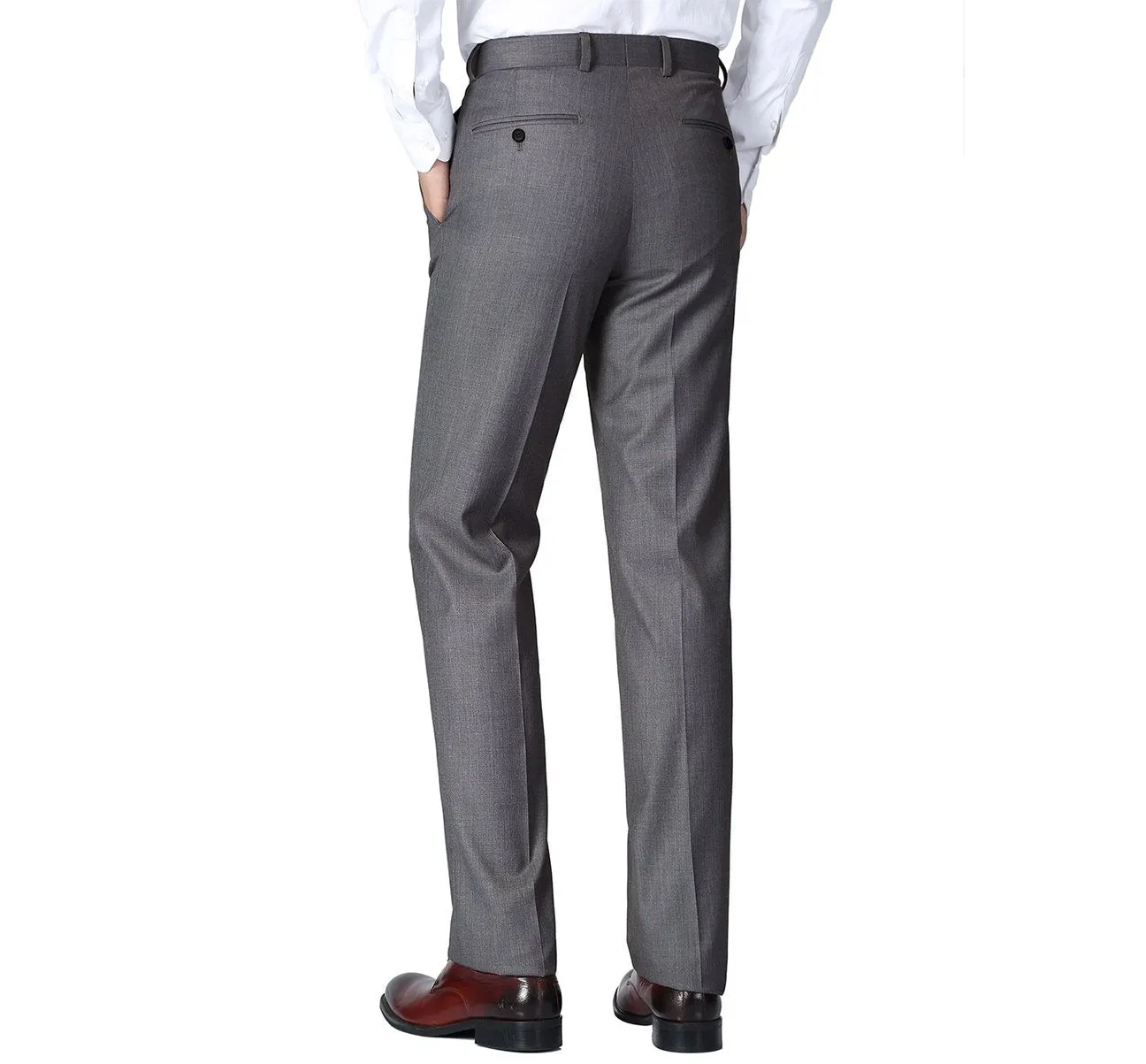 RENOIR Dark Grey Regular Fit Flat Front Wool Suit Pant 508-3