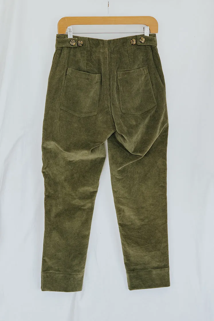 Retro Pocket Pants - Olive Corduroy