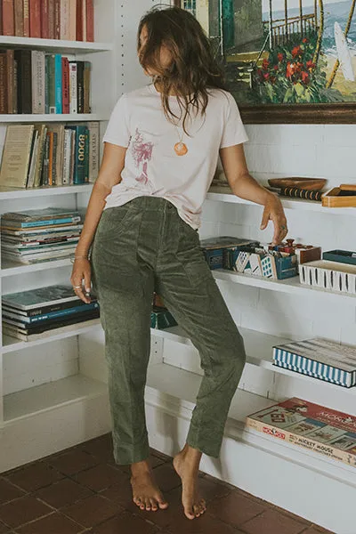 Retro Pocket Pants - Olive Corduroy