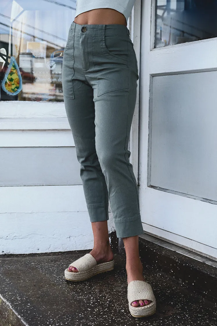 Retro Pocket Pants - Olive Twill