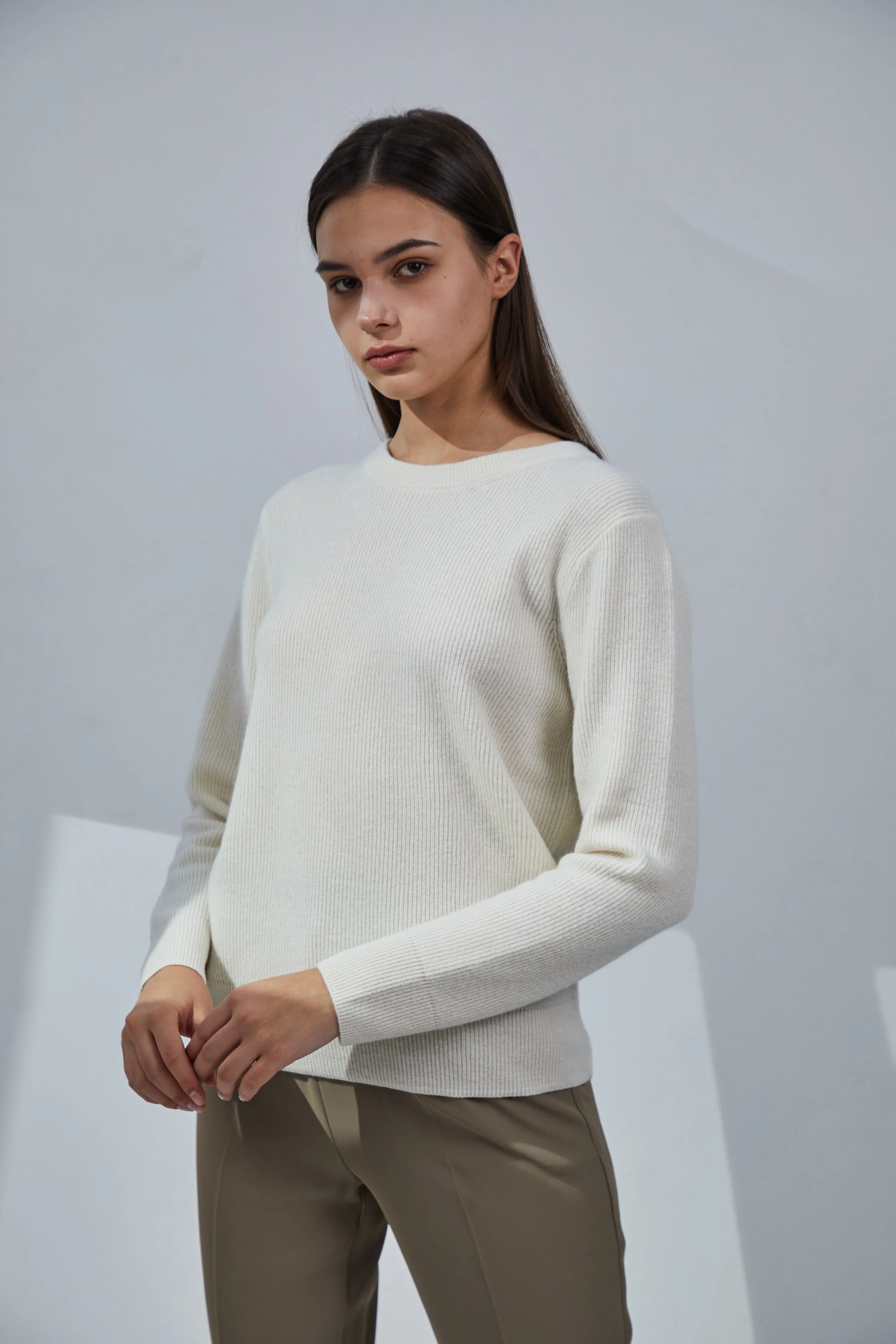 Ribbed Crewneck Cashmere Sweater