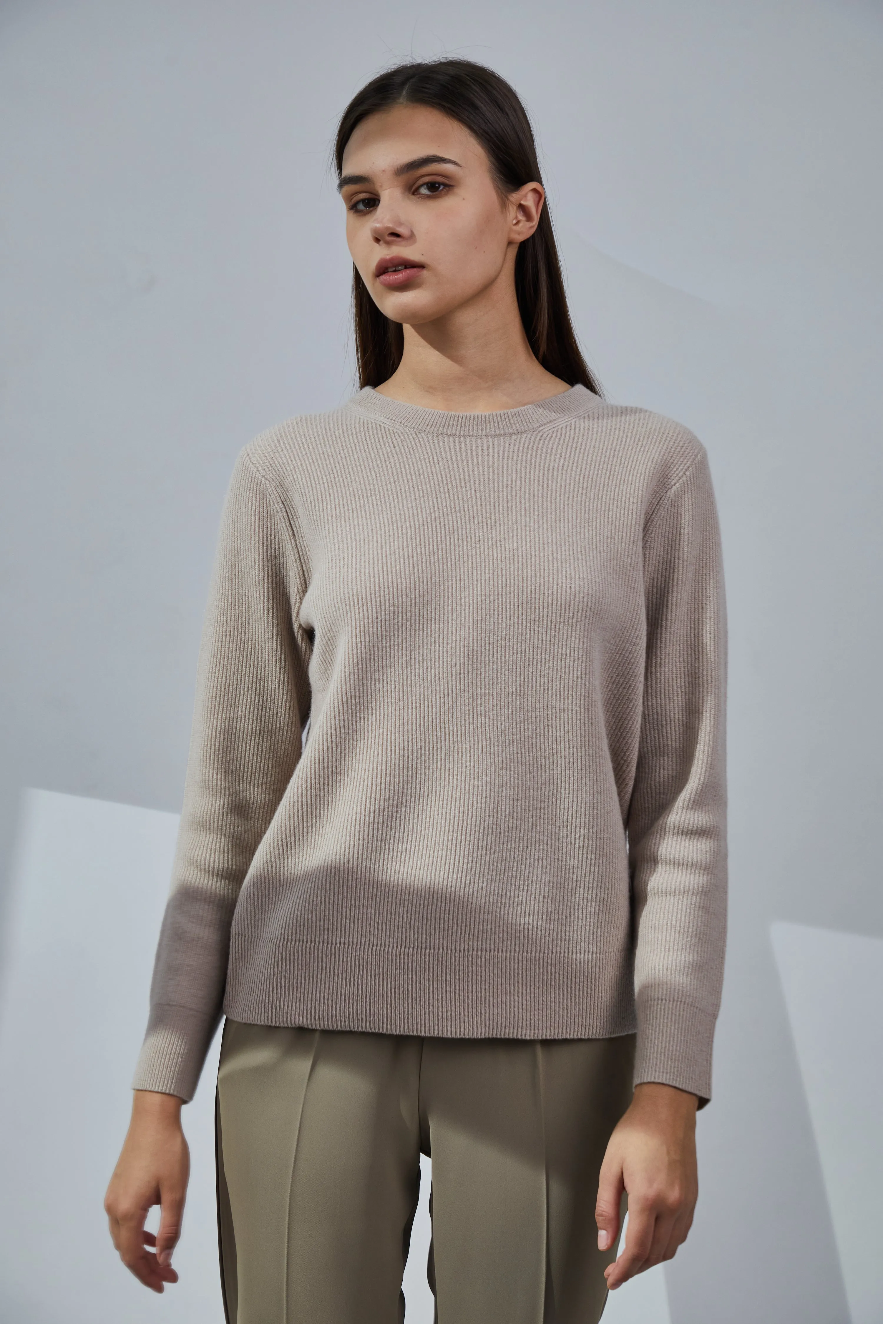 Ribbed Crewneck Cashmere Sweater