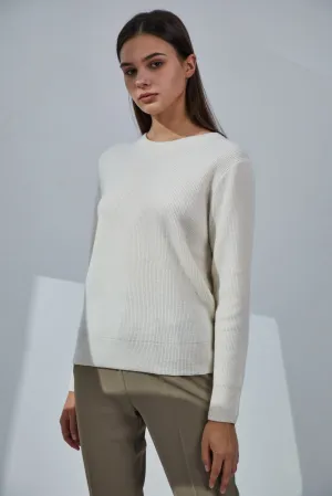 Ribbed Crewneck Cashmere Sweater