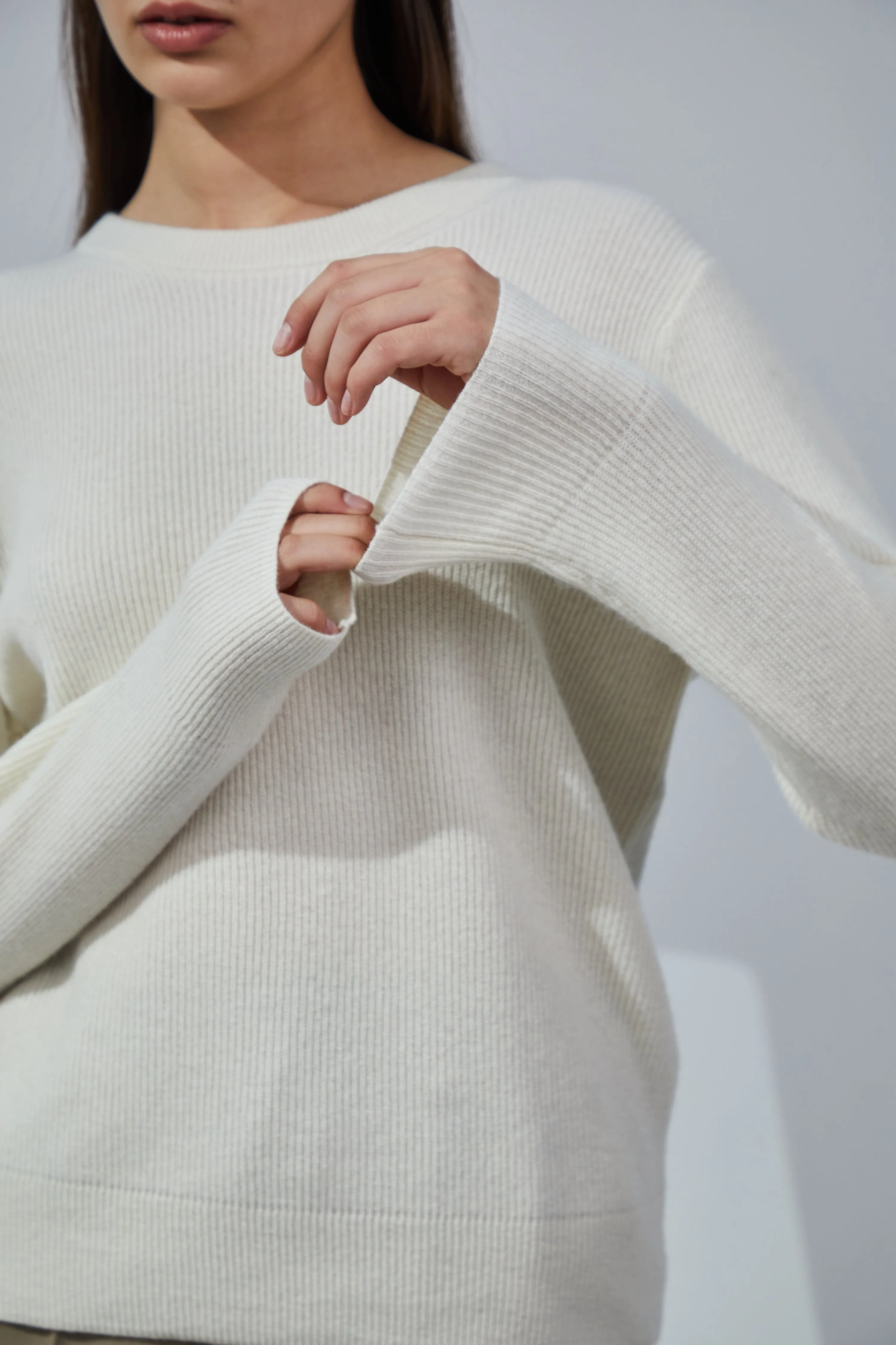 Ribbed Crewneck Cashmere Sweater