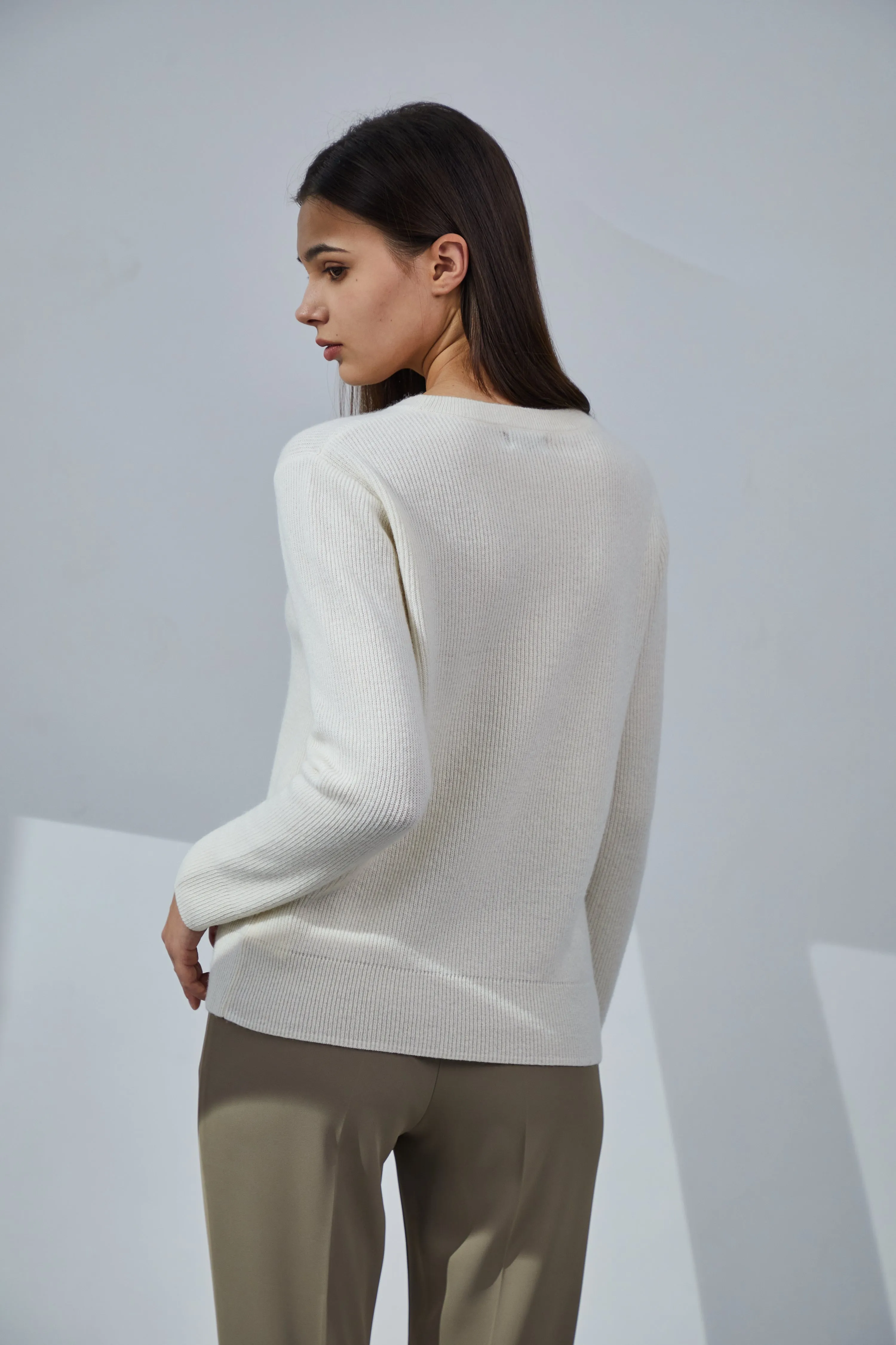 Ribbed Crewneck Cashmere Sweater