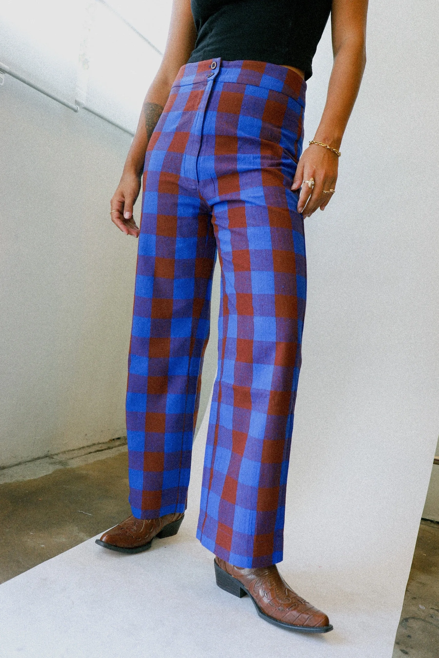 Rust   Cobalt Silk Pant