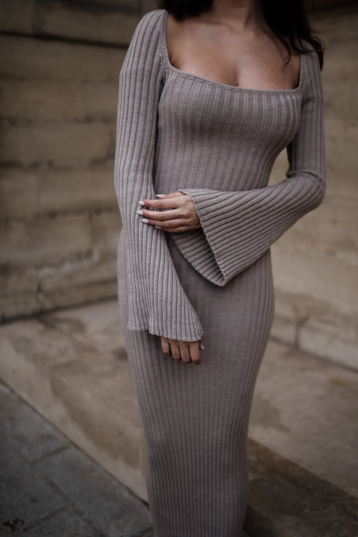 RWS Merino Wool Maxi Dress in Oat