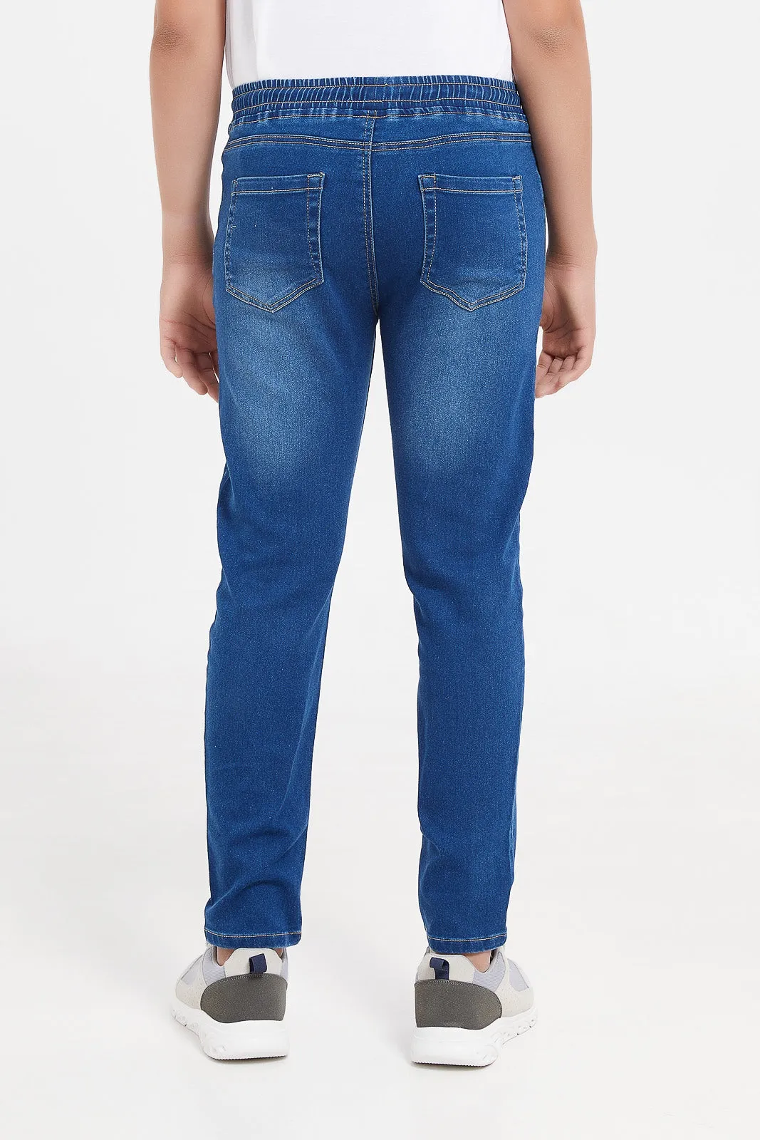 Senior Boys Blue Pull On Jeans