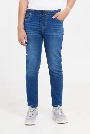 Senior Boys Blue Pull On Jeans