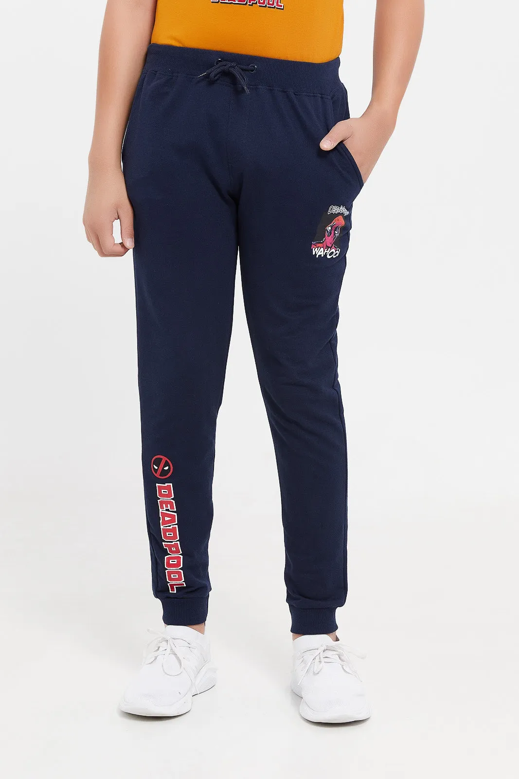 Senior Boys Navy Deadpool Active Pants