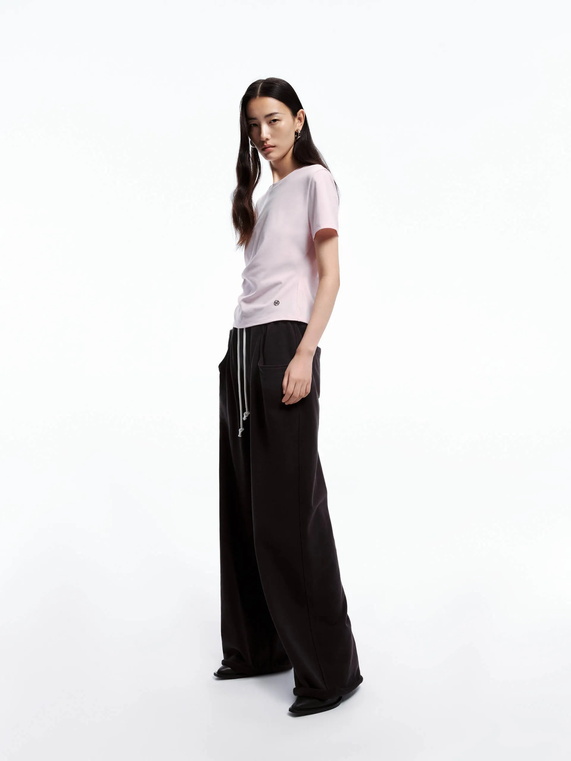 Side Pleated Fitted T-shirt