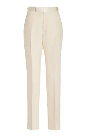 Simons Pant in Ivory Wool Silk Cady