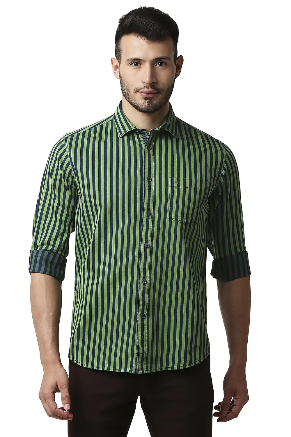 Slim Fit Indigo Stripe Shirt