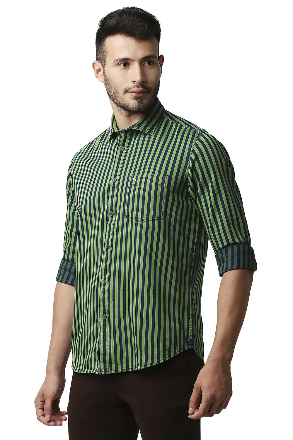 Slim Fit Indigo Stripe Shirt