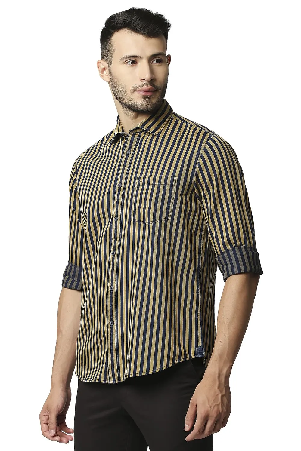 Slim Fit Indigo Stripe Shirt