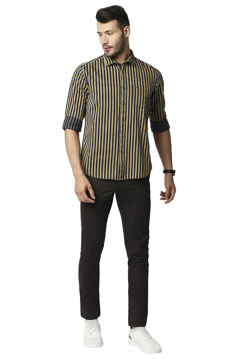 Slim Fit Indigo Stripe Shirt