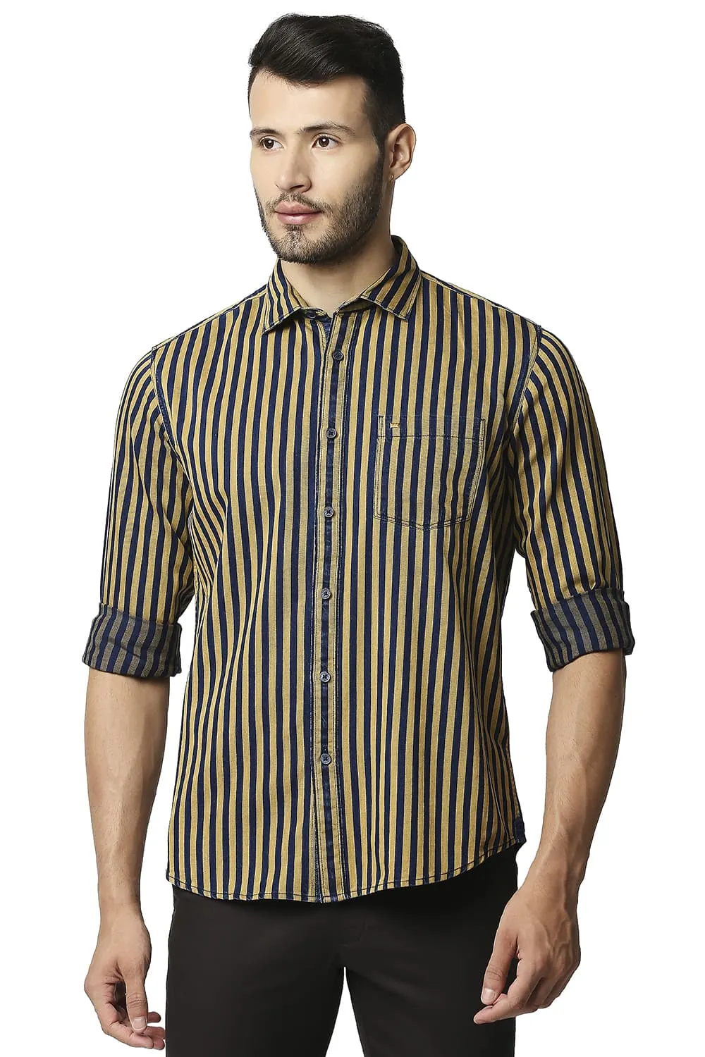 Slim Fit Indigo Stripe Shirt