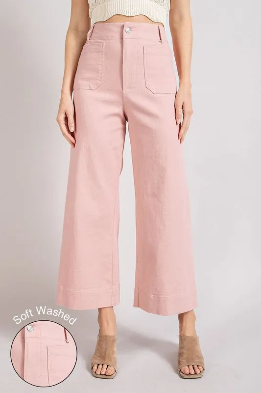 Soft Washed Cotton Wide Leg Pants