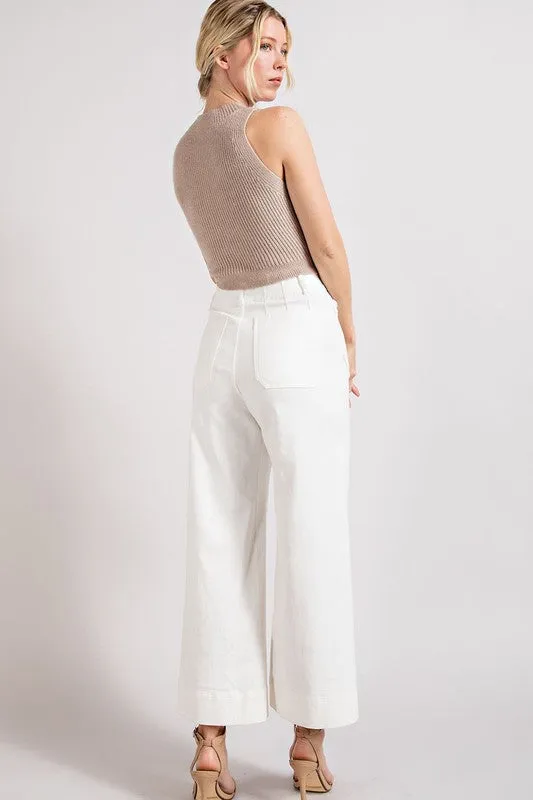 Soft Washed Cotton Wide Leg Pants