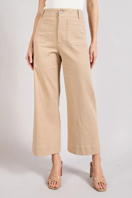 Soft Washed Cotton Wide Leg Pants