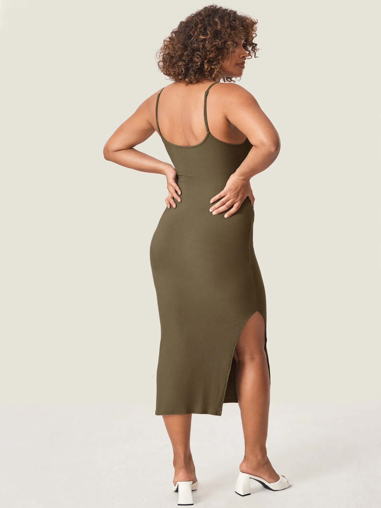 Square Neck Ribbed Maternity Dress