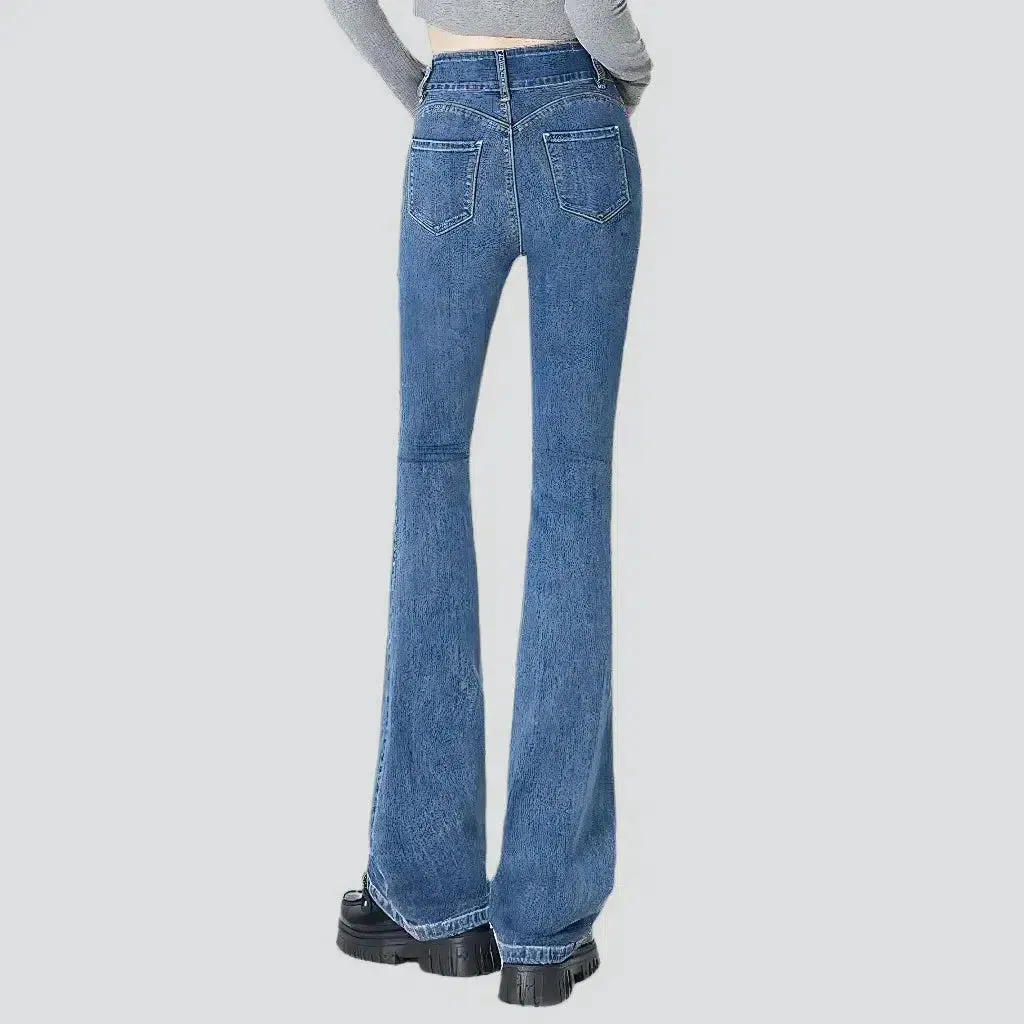 Stonewashed women's floor-length jeans