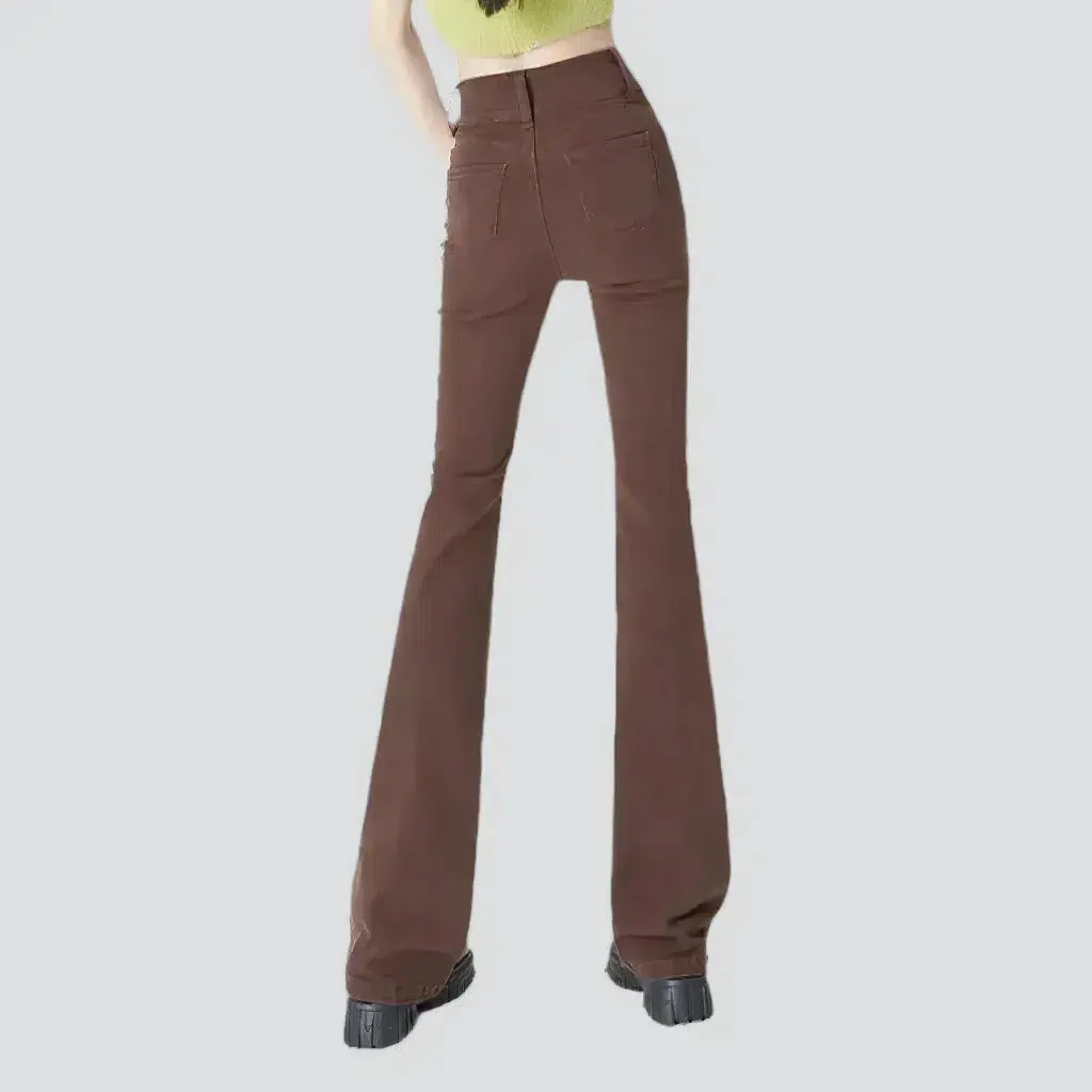 Stonewashed women's floor-length jeans