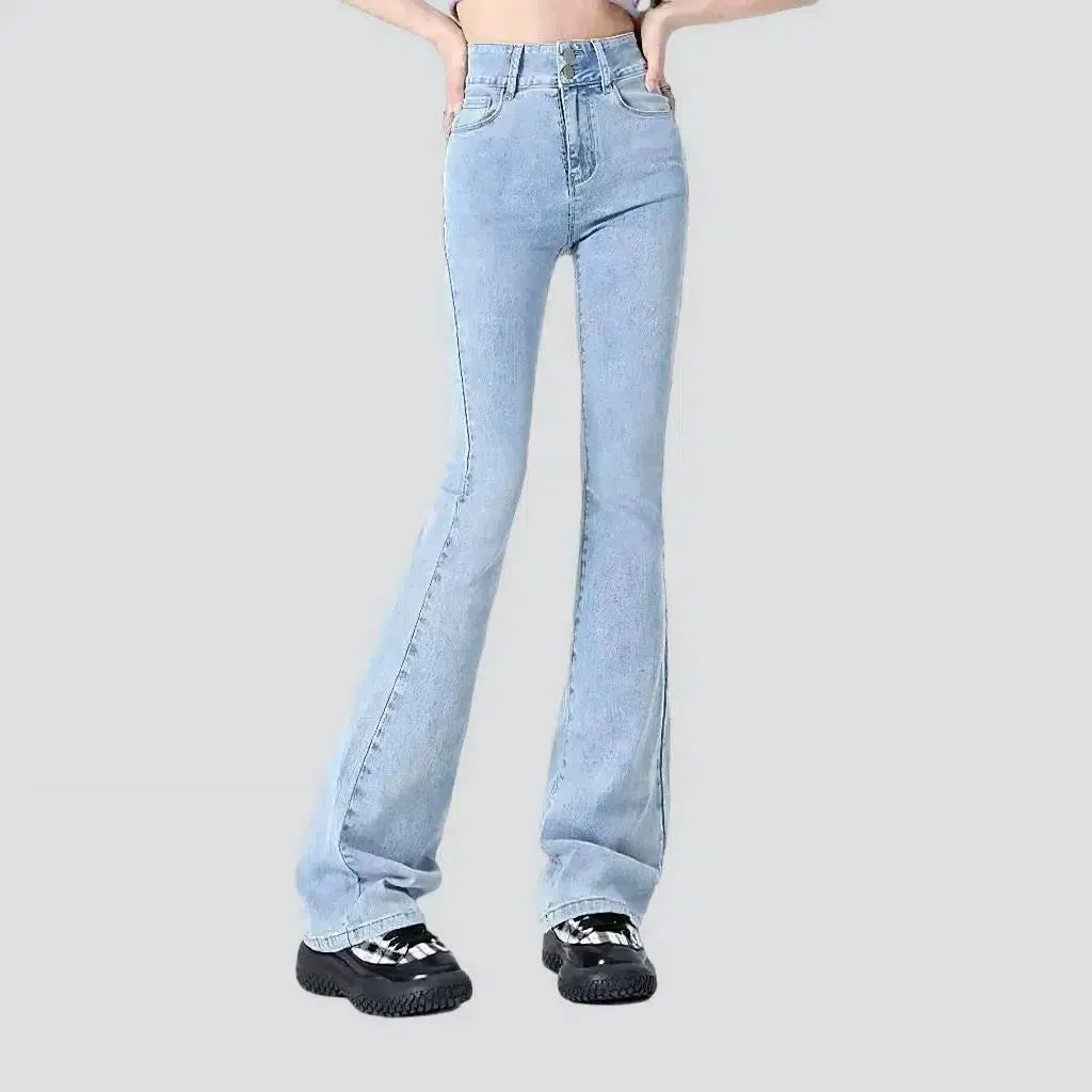 Stonewashed women's floor-length jeans